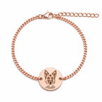 Custom pet portrait bracelet engraved from a photo
