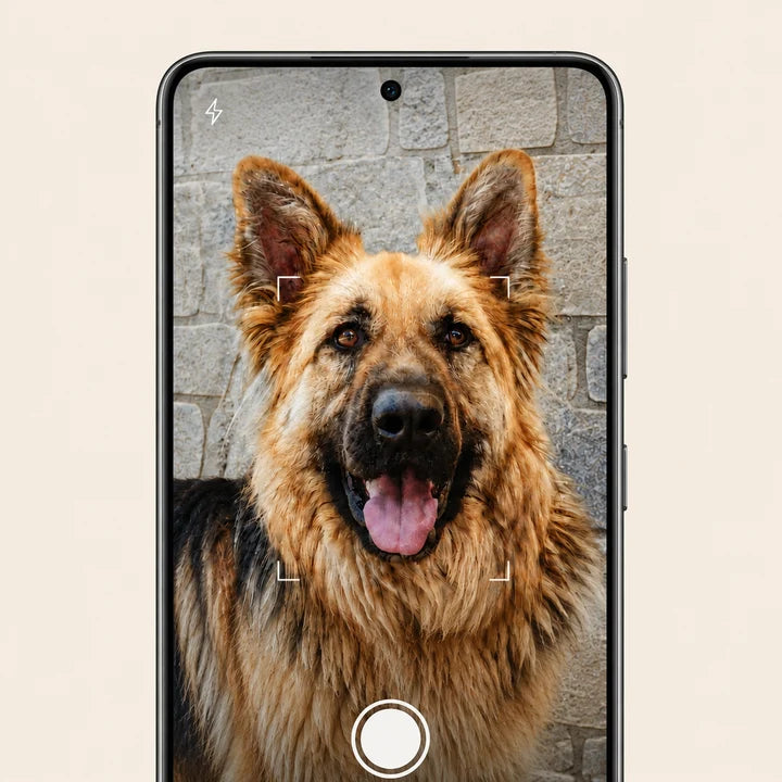 Example dog photo on a phone ready to upload