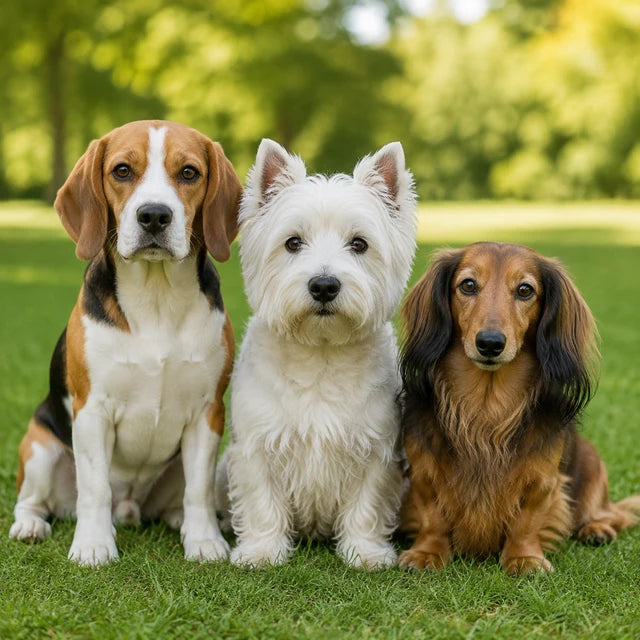 Multiple dogs in one photo – not ideal for a single-pet engraving