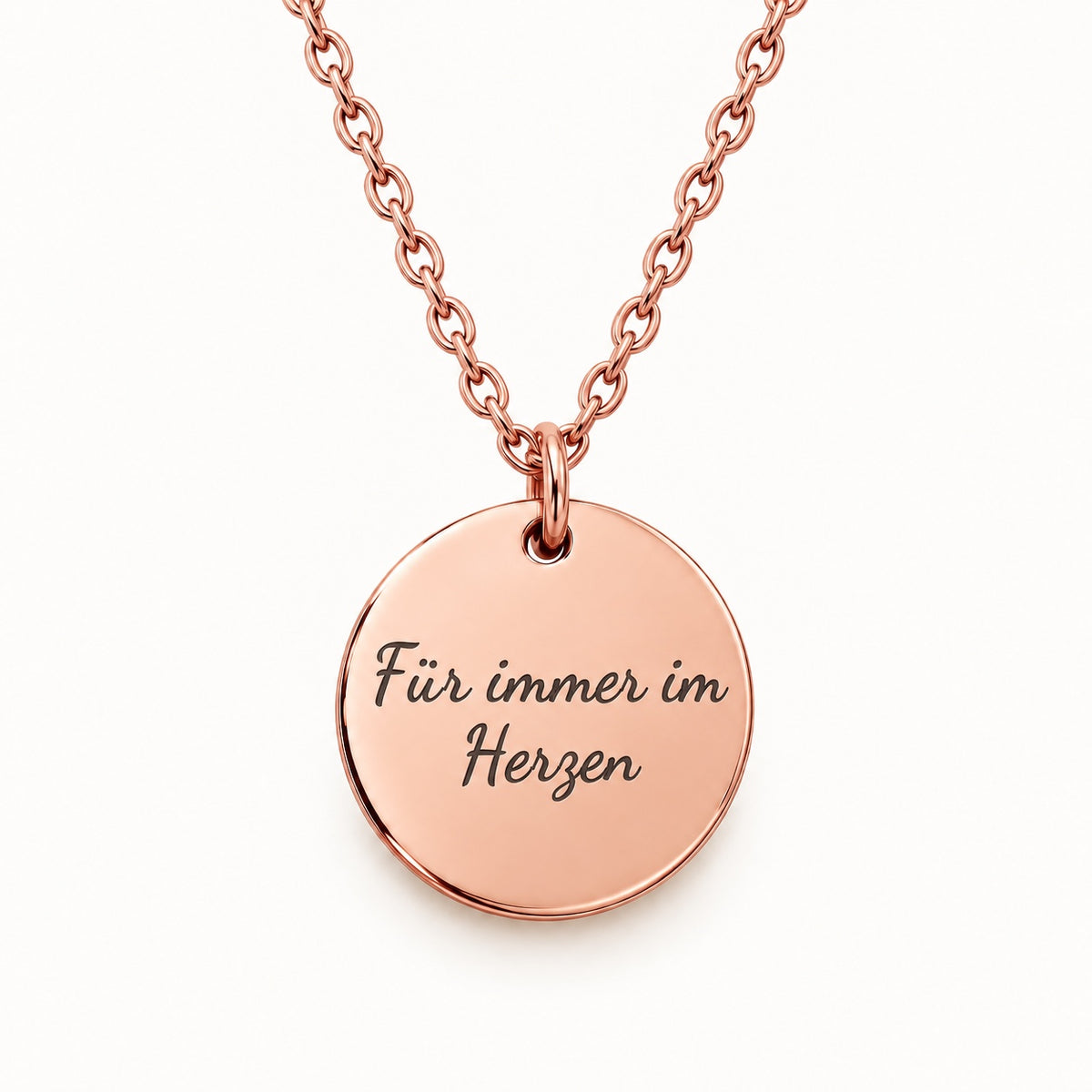 Back engraving example on 18K rose gold-plated Forever Close necklace