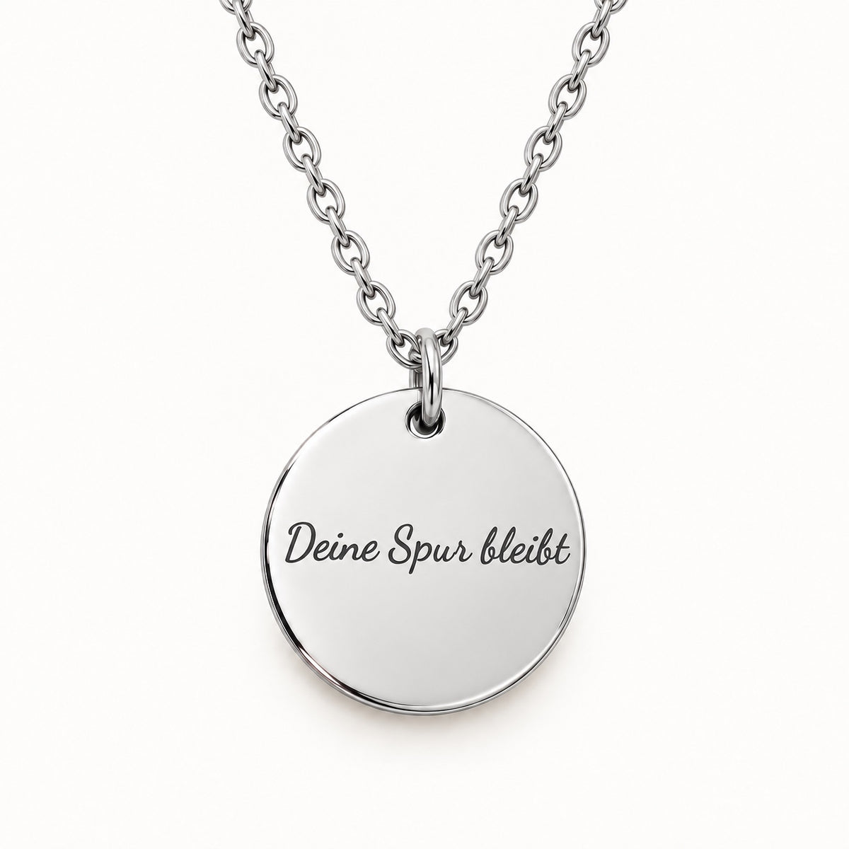 Back engraving example on silver Forever Close necklace