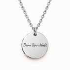 Back engraving example on silver Forever Close necklace