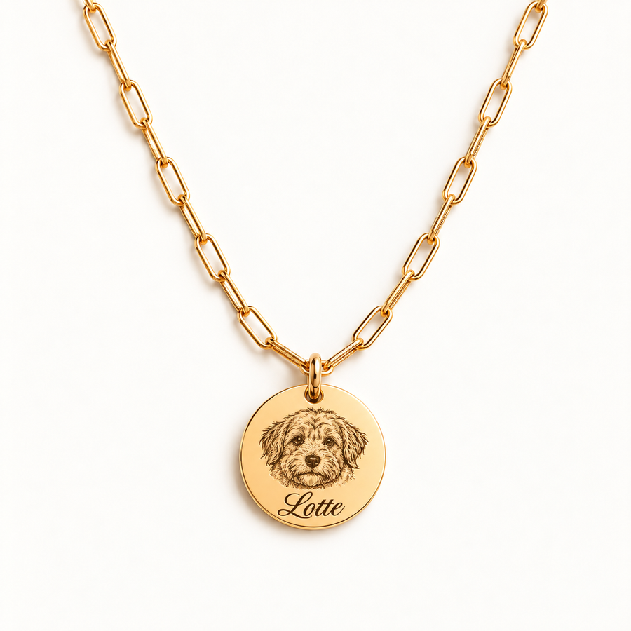 Heartline Pet Portrait Paperclip Necklace