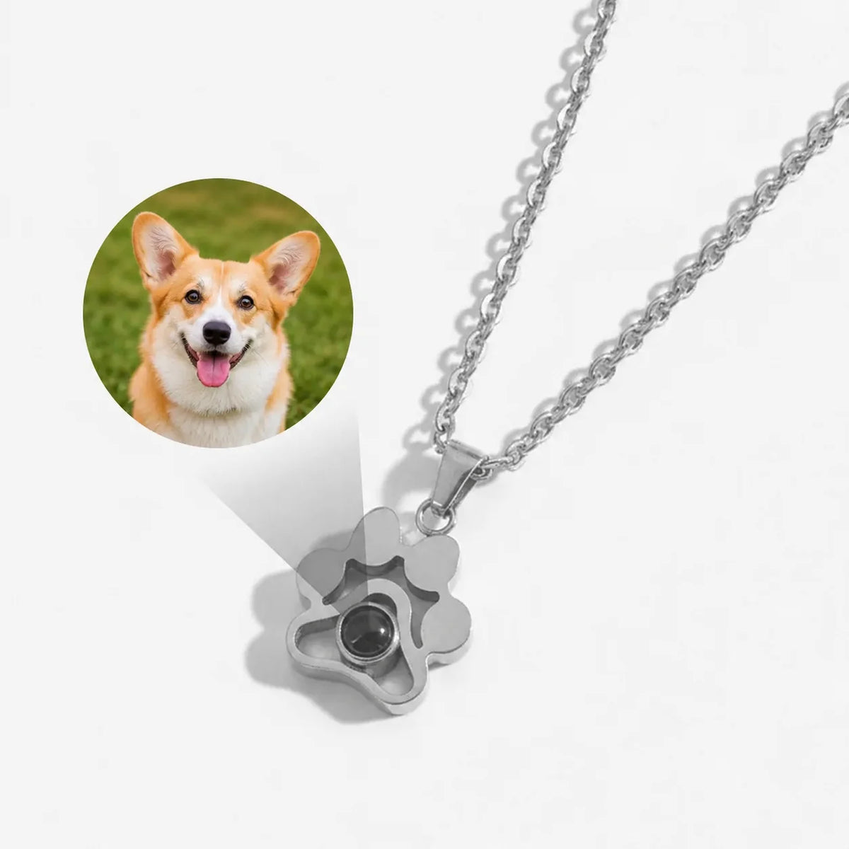 Paw photo projection necklace with a hidden pet photo – product detail 2