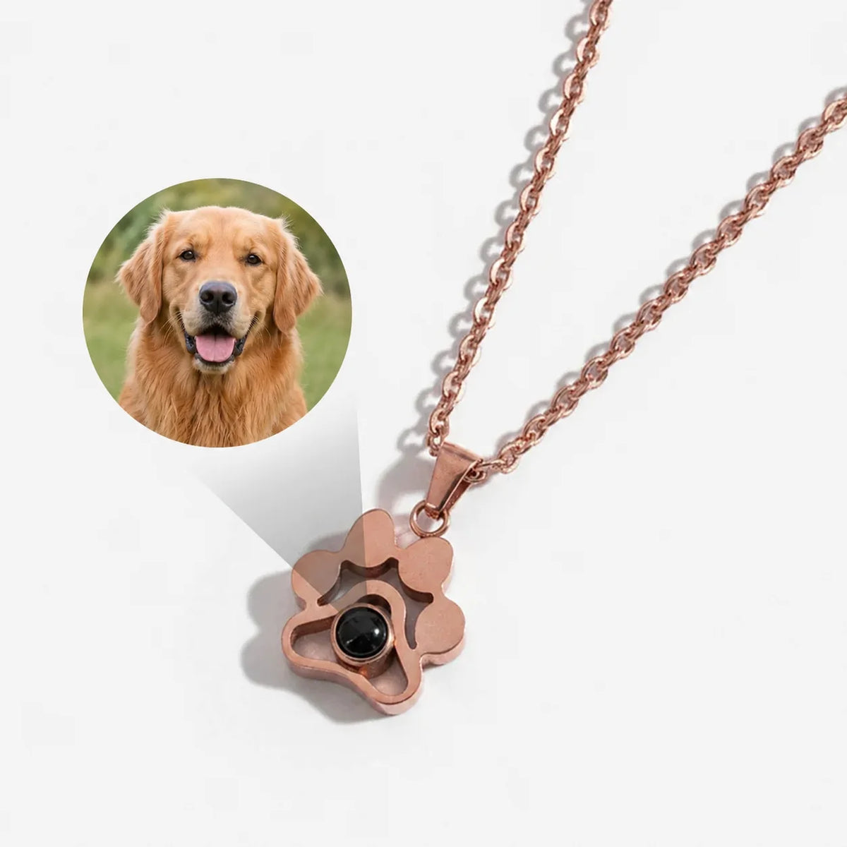 Paw photo projection necklace with a hidden pet photo – product detail 3