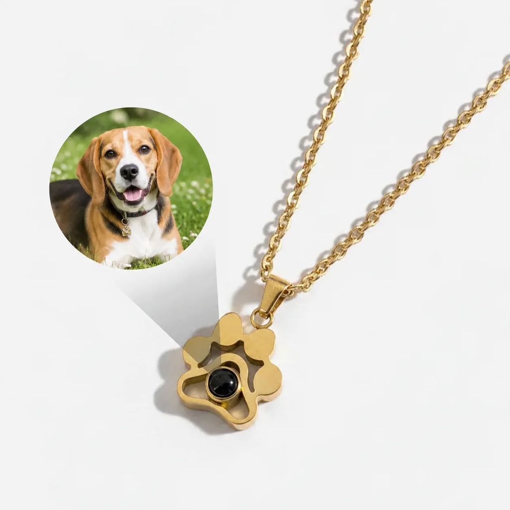 Paw photo projection necklace with a hidden pet photo – product detail 4