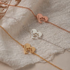 Personalized two-heart bracelet with pet name and paw motif – product detail 1