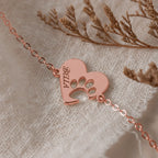 Personalized two-heart bracelet with pet name and paw motif – product detail 6