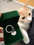 Customer example of a personalized pet portrait keychain