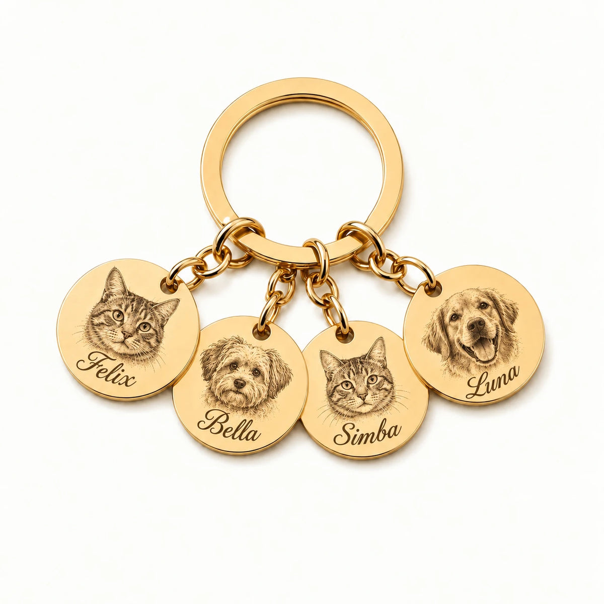 Personalized pet portrait keychain with photo engraving