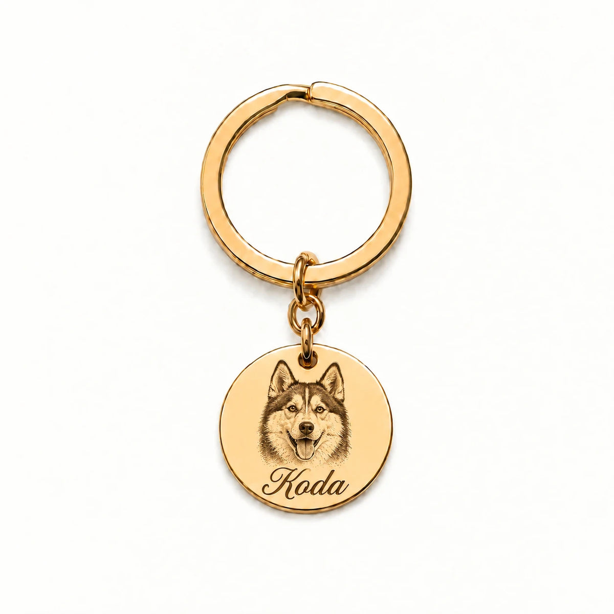 Personalized pet portrait keychain with photo engraving