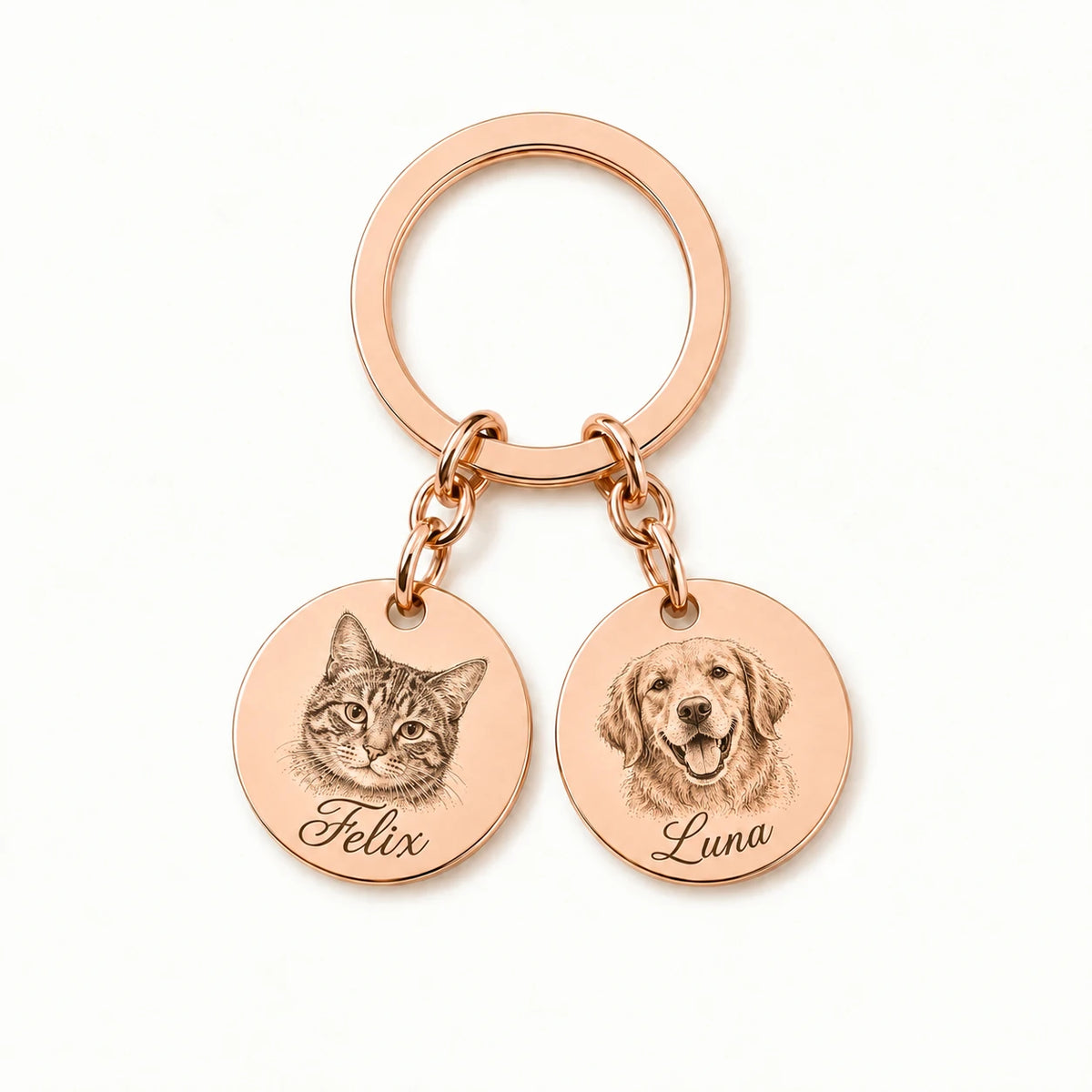 Personalized pet portrait keychain with photo engraving